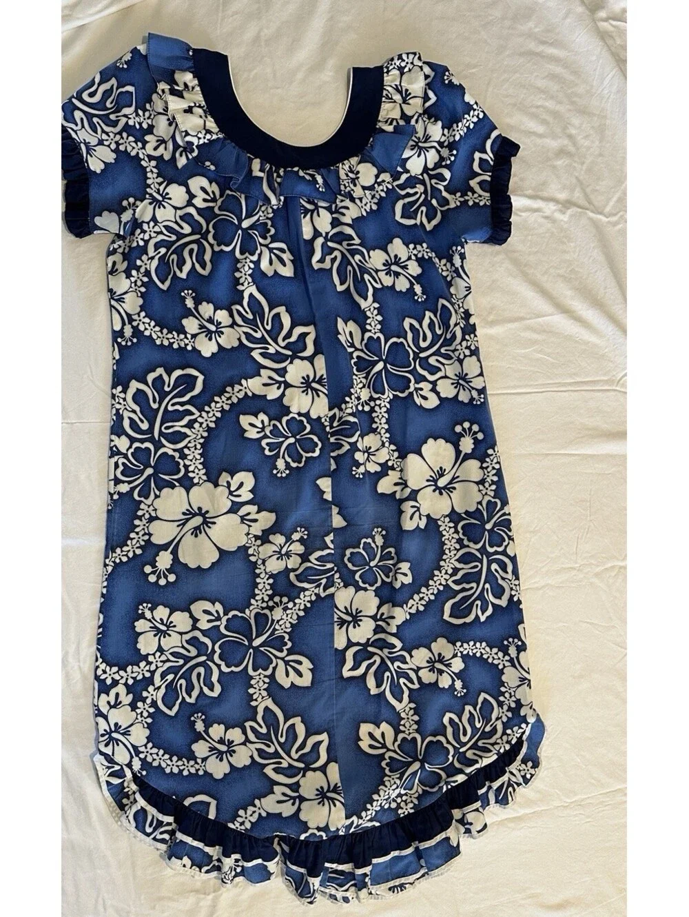Lolenani Of Hawaii Long Cotton Muumuu Hibiscus Print Size 16 Excellent Condition